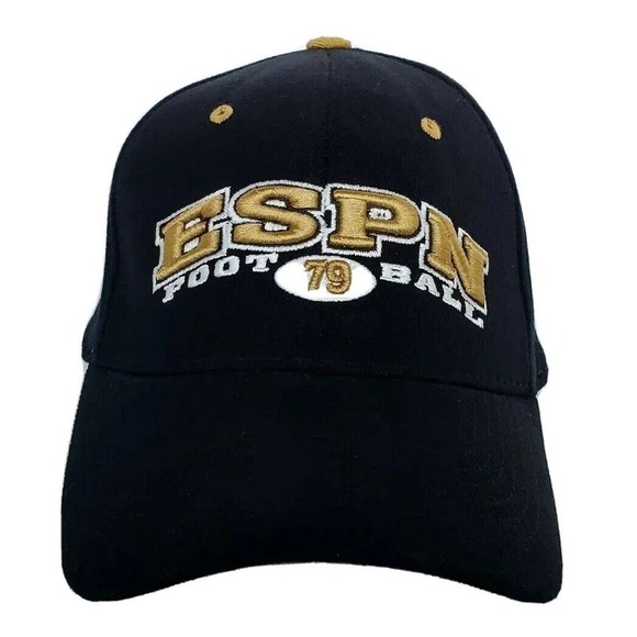 ESPN 79 Sunday‎ Night Football Fitted Hat Black Gold Cap 6 5/8-7 1/8 NFL Adult - Picture 1 of 5